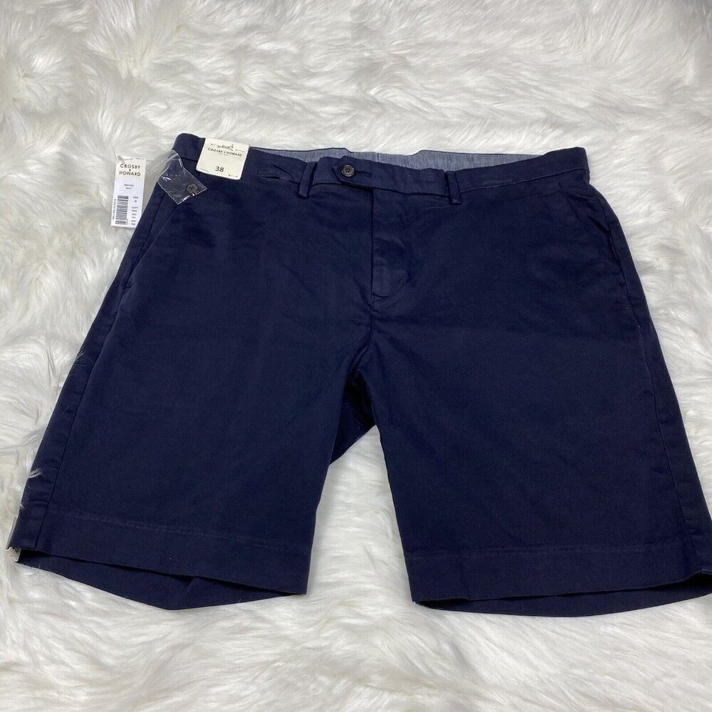 NEW Crosby & Howard Shorts Men's Size 38 Flat Front Navy Blue Stretch